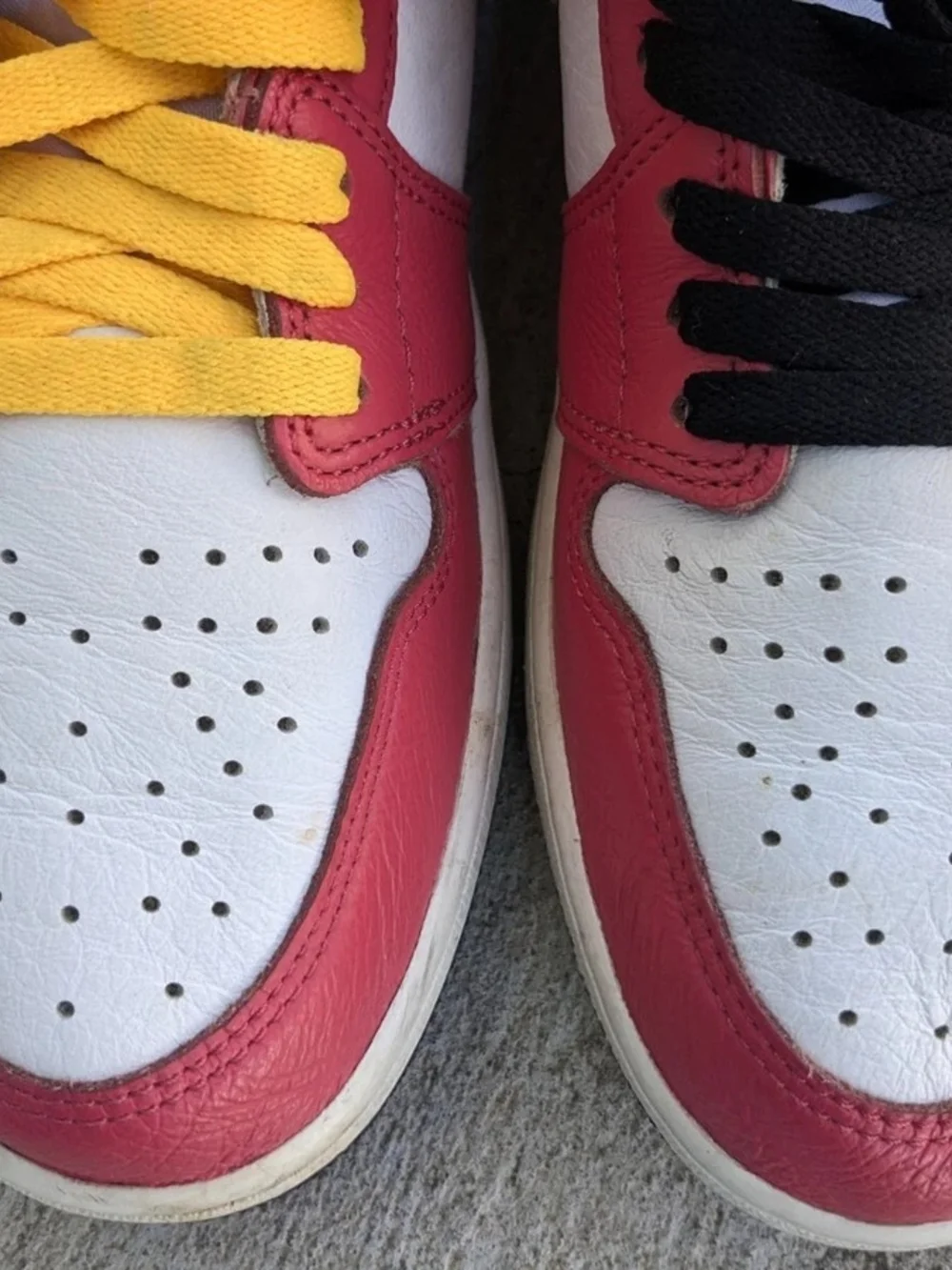 Air Jordan 1 High Top Sneakers - White, Pink & Yellow Men 10.5